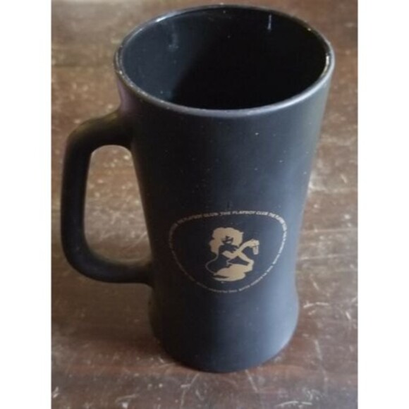 Vintage 1960’s Playboy Club Tall Black 16 Oz Mug w/ Playmate Logo - Picture 1 of 5